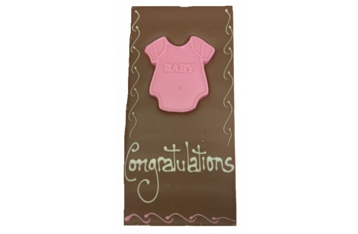 Large Chocolate Decorated Bar - Baby Items in Pink/Blue